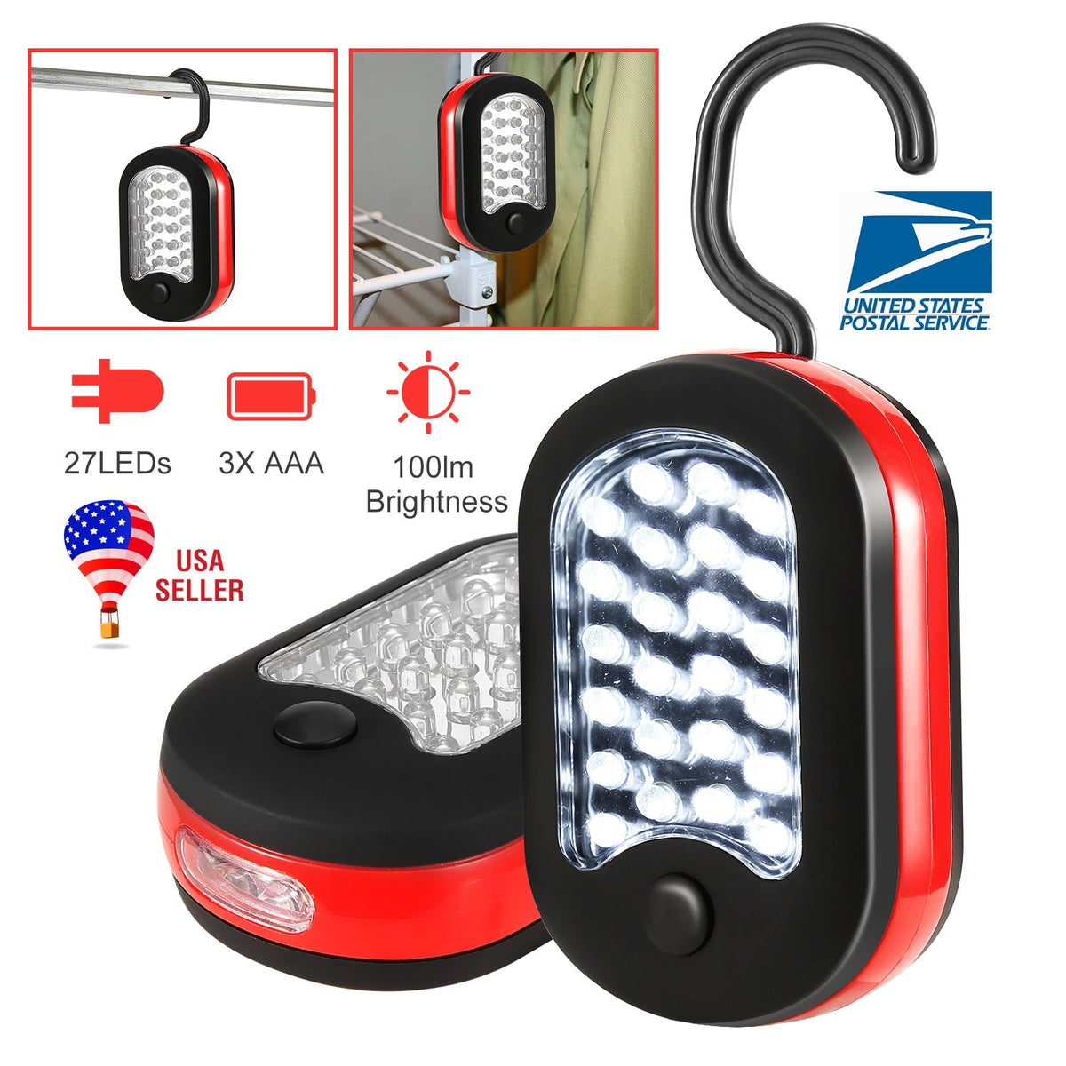 27-LED Magnetic Work Light with Hanging Hook