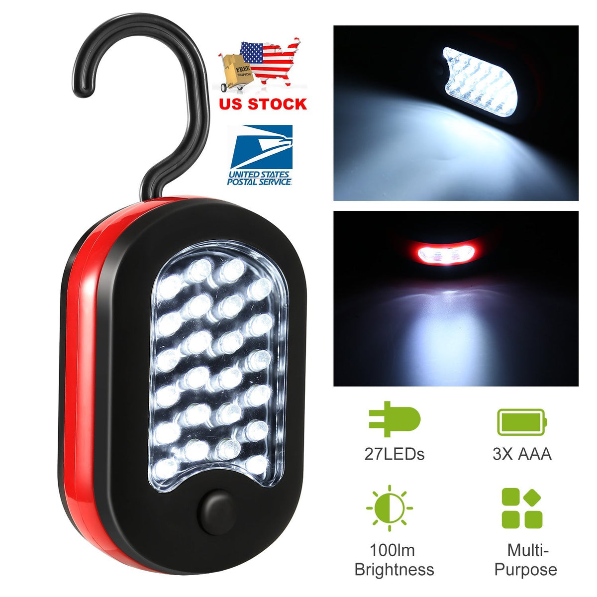 27-LED Magnetic Work Light with Hanging Hook