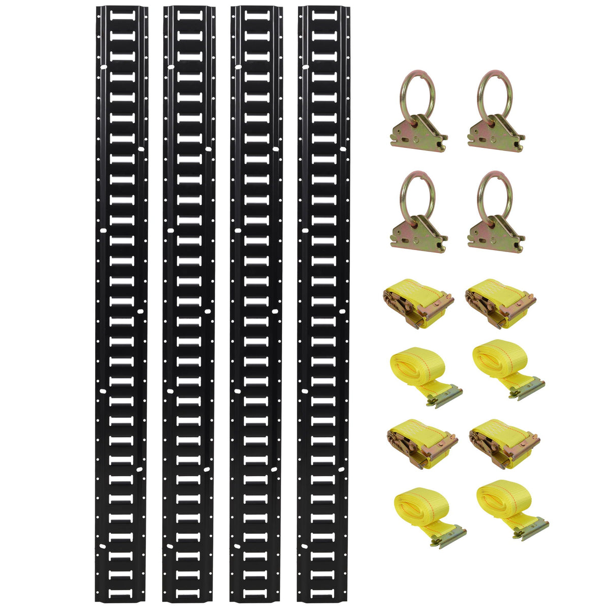 12-Piece E-Track Rail & Anchor Kit – Black