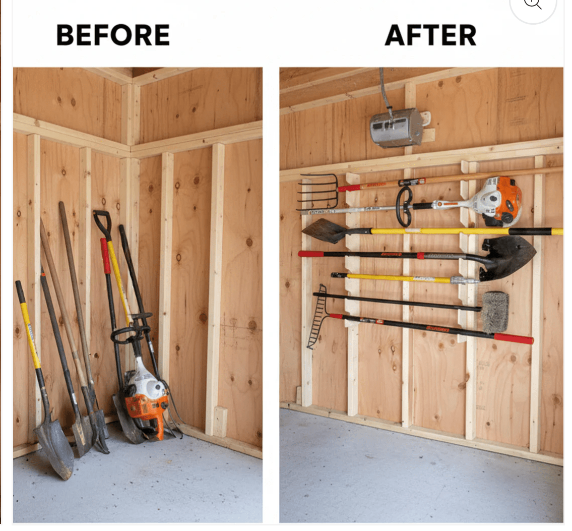 Wall-Mounted Garden Tool Organizer Rack