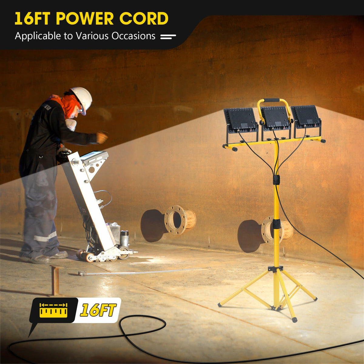 21,000-Lumen 3-Head LED Work Light with Stand
