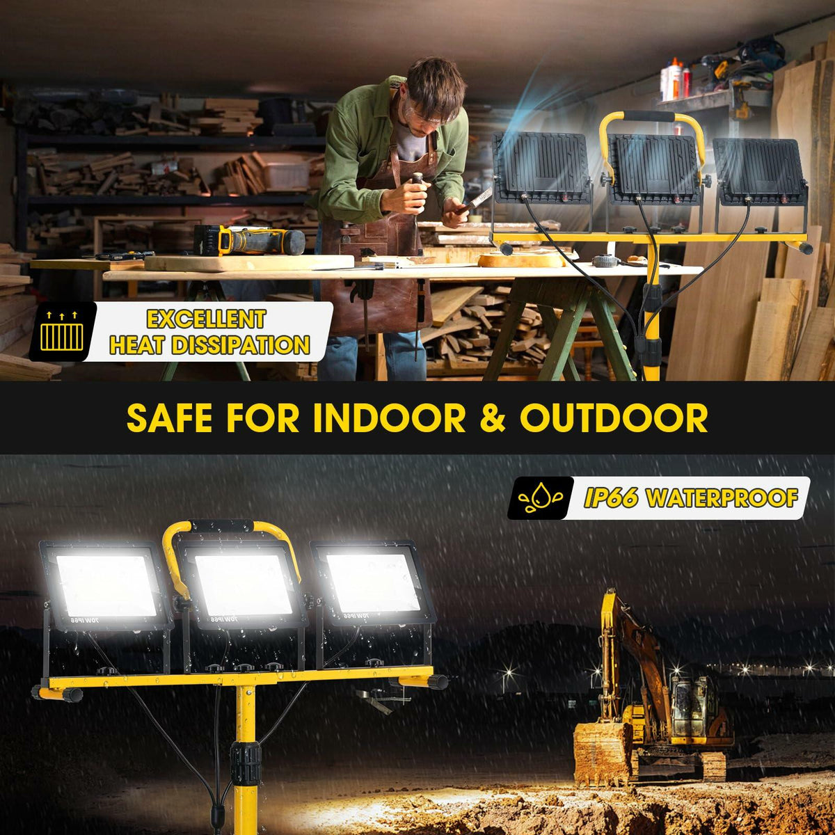 21,000-Lumen 3-Head LED Work Light with Stand