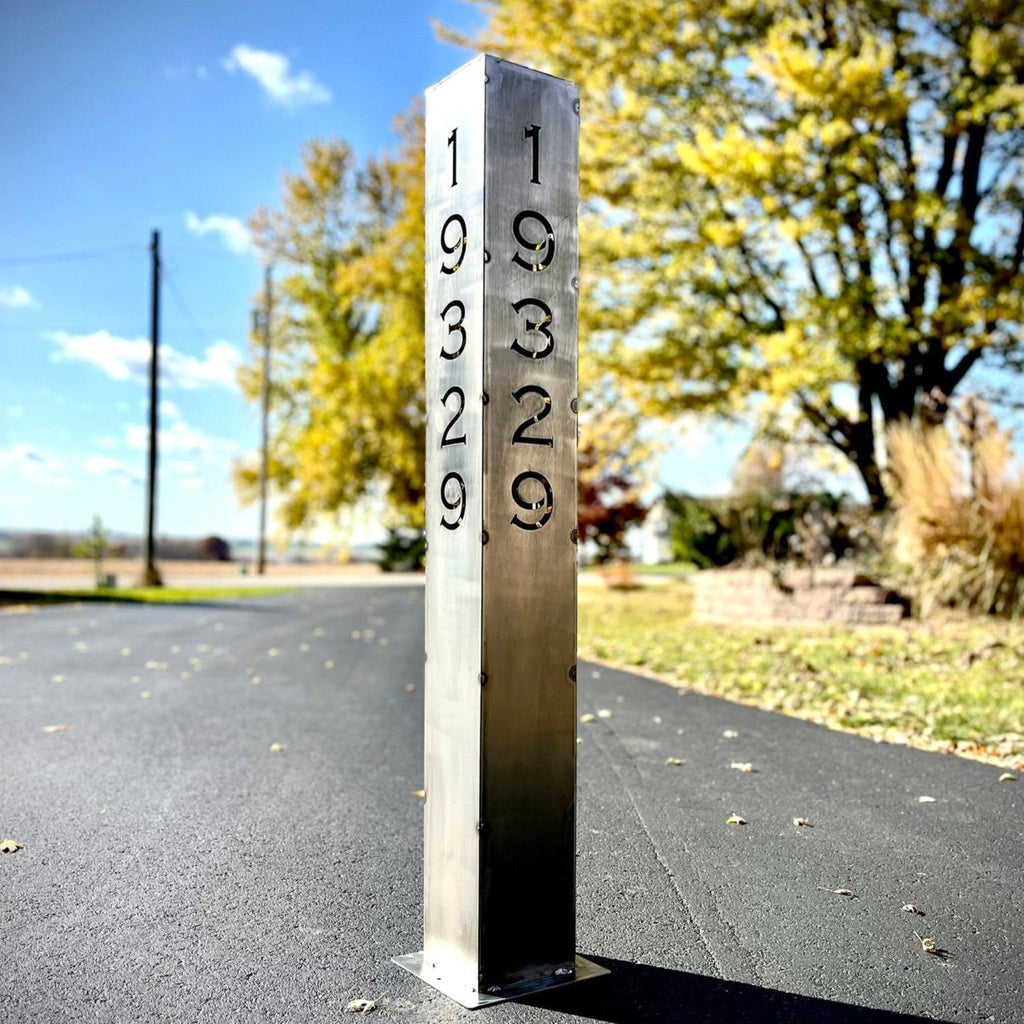 XL Solar Address Pillar Light – Steel