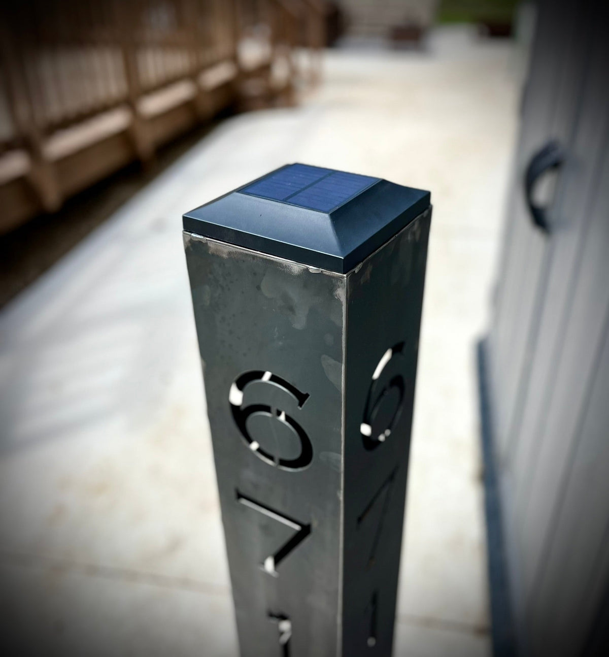 XL Solar Address Pillar Light – Steel