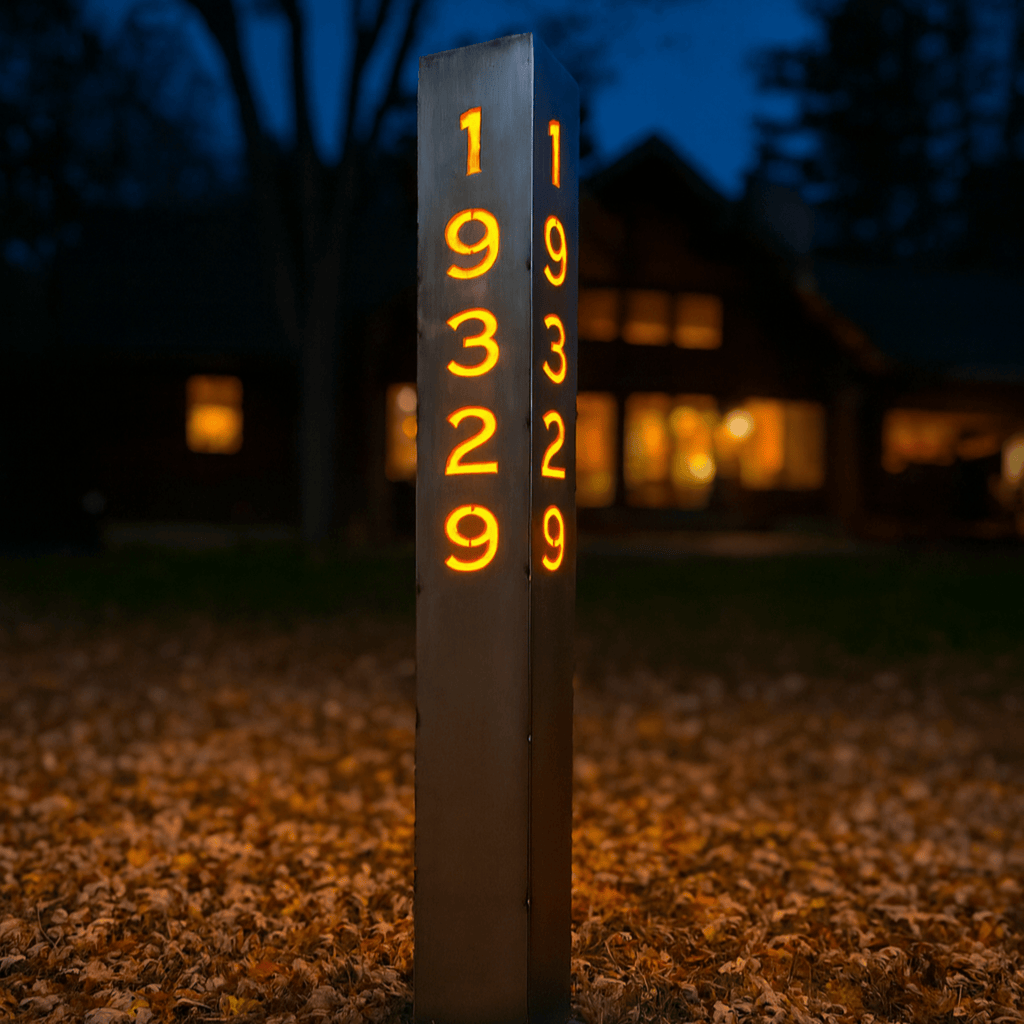XL Solar Address Pillar Light – Steel